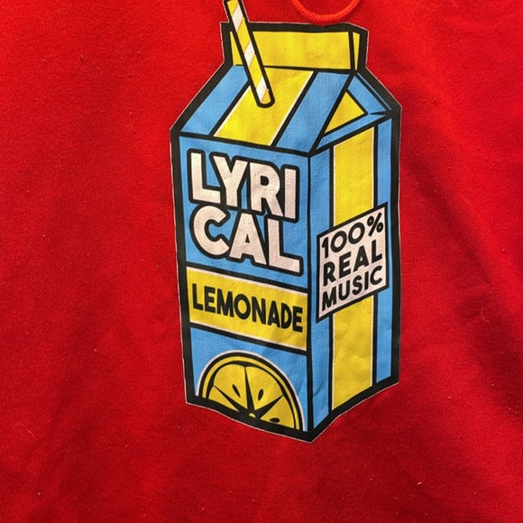 LYRI CAL  Lemonade 100% Real Music SHEIN red hoodie size X-Large music fan - Picture 3 of 7